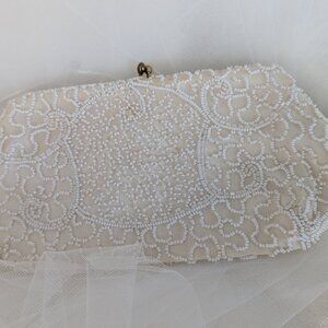Antique Bridal Clutch Belgium Clutch Hand bag Seed Beads Art Deco Design